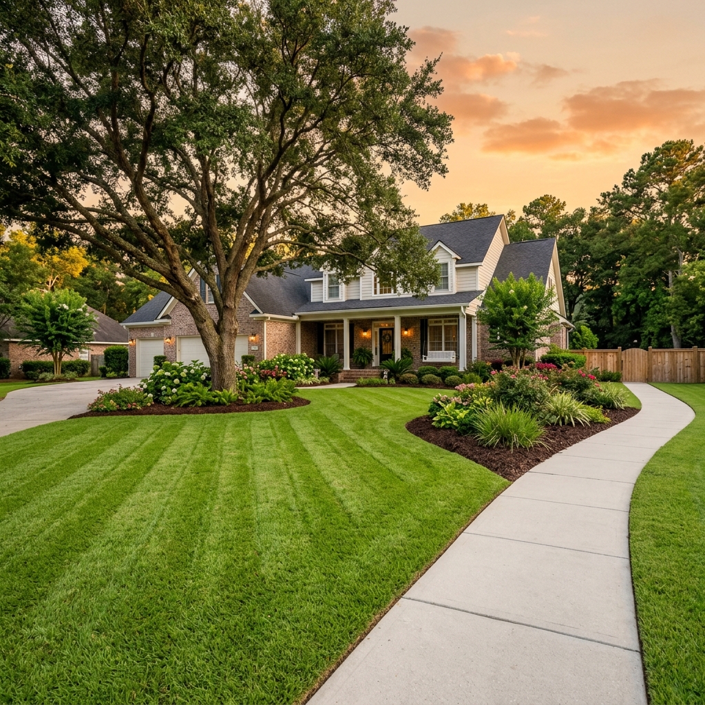 Perfectly manicured lawn by Golden Landscaping LLC in Valdosta GA